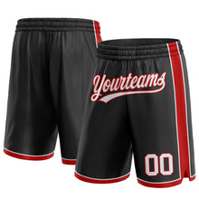 Load image into Gallery viewer, Custom Black White-Red Authentic Basketball Shorts