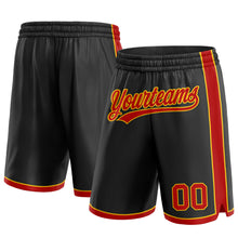 Load image into Gallery viewer, Custom Black Red-Gold Authentic Basketball Shorts