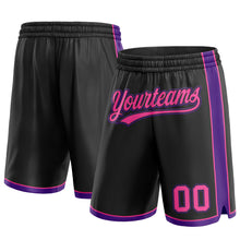 Load image into Gallery viewer, Custom Black Pink-Purple Authentic Basketball Shorts