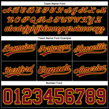 Load image into Gallery viewer, Custom Black Maroon-Yellow Authentic Basketball Shorts