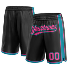 Load image into Gallery viewer, Custom Black Pink-Teal Authentic Basketball Shorts