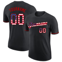 Load image into Gallery viewer, Custom Black USA Flag-Red Performance T-Shirt