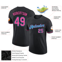 Load image into Gallery viewer, Custom Black Pink-Sky Blue Performance T-Shirt