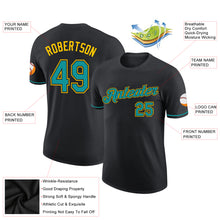 Load image into Gallery viewer, Custom Black Teal-Yellow Performance T-Shirt