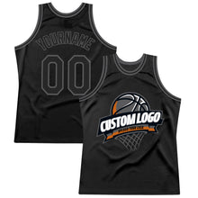 Load image into Gallery viewer, Custom Black Steel Gray Authentic Throwback Basketball Jersey