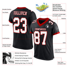 Load image into Gallery viewer, Custom Black White-Red Mesh Authentic Football Jersey
