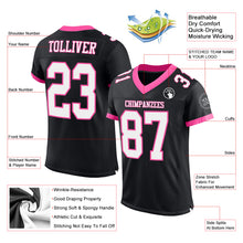 Load image into Gallery viewer, Custom Black White-Pink Mesh Authentic Football Jersey
