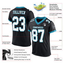 Load image into Gallery viewer, Custom Black White-Panther Blue Mesh Authentic Football Jersey