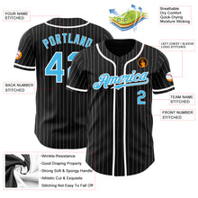 Load image into Gallery viewer, Custom Black White Pinstripe-Sky Blue Authentic Baseball Jersey