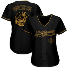 Load image into Gallery viewer, Custom Black Old Gold Authentic Baseball Jersey