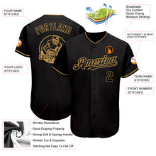 Load image into Gallery viewer, Custom Black Old Gold Authentic Baseball Jersey