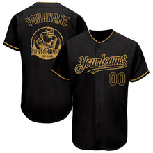 Load image into Gallery viewer, Custom Black Old Gold Authentic Baseball Jersey