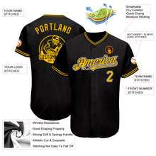 Load image into Gallery viewer, Custom Black Gold-Yellow Authentic Baseball Jersey