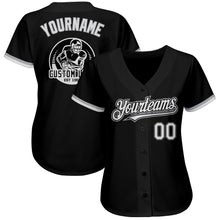 Load image into Gallery viewer, Custom Black White-Gray Authentic Baseball Jersey