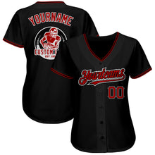 Load image into Gallery viewer, Custom Black Red-White Authentic Baseball Jersey