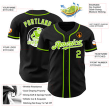 Load image into Gallery viewer, Custom Black Neon Green-White Authentic Baseball Jersey