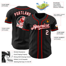 Load image into Gallery viewer, Custom Black White Pinstripe Red Authentic Baseball Jersey