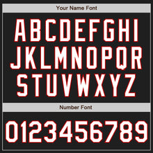 Load image into Gallery viewer, Custom Black White Pinstripe Red Authentic Baseball Jersey