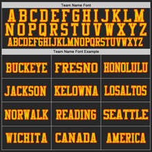 Load image into Gallery viewer, Custom Black Yellow-Orange Mesh Authentic Football Jersey