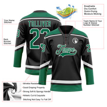 Load image into Gallery viewer, Custom Black White-Kelly Green Hockey Lace Neck Jersey