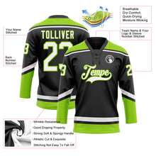 Load image into Gallery viewer, Custom Black White-Neon Green Hockey Lace Neck Jersey
