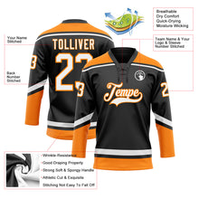 Load image into Gallery viewer, Custom Black White-Bay Orange Hockey Lace Neck Jersey
