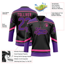 Load image into Gallery viewer, Custom Black Purple-Pink Hockey Lace Neck Jersey