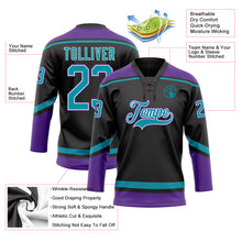 Load image into Gallery viewer, Custom Black Teal-White Hockey Lace Neck Jersey