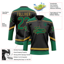 Load image into Gallery viewer, Custom Black Kelly Green-Old Gold Hockey Lace Neck Jersey