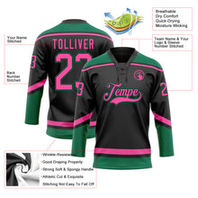 Load image into Gallery viewer, Custom Black Pink-Kelly Green Hockey Lace Neck Jersey