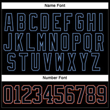 Load image into Gallery viewer, Custom Black Powder Blue-Orange Hockey Lace Neck Jersey