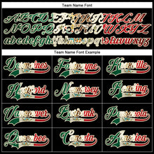 Load image into Gallery viewer, Custom Black Vintage Mexican Flag Cream Kelly Green-Red Hockey Lace Neck Jersey
