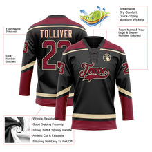Load image into Gallery viewer, Custom Black Crimson-City Cream Hockey Lace Neck Jersey