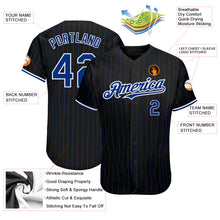 Load image into Gallery viewer, Custom Black Royal Pinstripe White Authentic Baseball Jersey