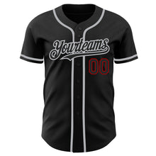 Load image into Gallery viewer, Custom Black Red-Gray Authentic Baseball Jersey
