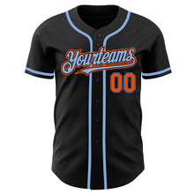 Load image into Gallery viewer, Custom Black Orange-Light Blue Authentic Baseball Jersey
