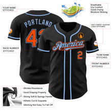 Load image into Gallery viewer, Custom Black Orange-Light Blue Authentic Baseball Jersey