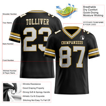 Load image into Gallery viewer, Custom Black White-Old Gold Authentic Football Jersey