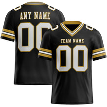 Load image into Gallery viewer, Custom Black White-Old Gold Authentic Football Jersey