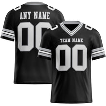 Load image into Gallery viewer, Custom Black White-Gray Authentic Football Jersey