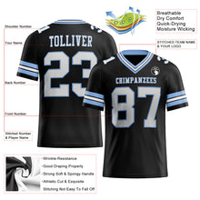Load image into Gallery viewer, Custom Black White-Light Blue Authentic Football Jersey