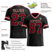Load image into Gallery viewer, Custom Black Crimson-City Cream Authentic Football Jersey