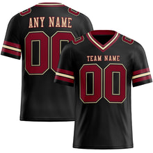 Load image into Gallery viewer, Custom Black Crimson-City Cream Authentic Football Jersey