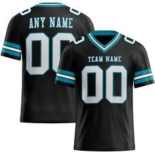 Load image into Gallery viewer, Custom Black White-Teal Authentic Football Jersey