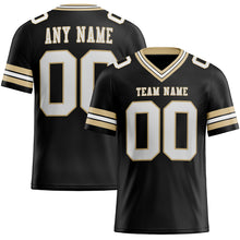 Load image into Gallery viewer, Custom Black White-Vegas Gold Authentic Football Jersey
