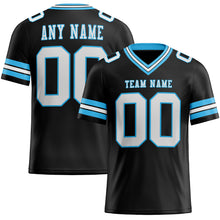 Load image into Gallery viewer, Custom Black White-Sky Blue Authentic Football Jersey