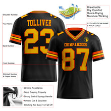 Load image into Gallery viewer, Custom Black Yellow-Orange Authentic Football Jersey