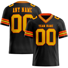 Load image into Gallery viewer, Custom Black Yellow-Orange Authentic Football Jersey