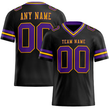 Load image into Gallery viewer, Custom Black Purple-Gold Authentic Football Jersey