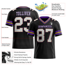 Load image into Gallery viewer, Custom Black White Old Gold-Purple Authentic Football Jersey